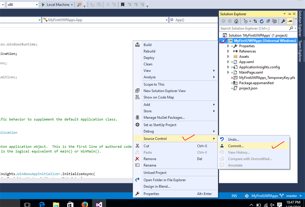 Click on the Project